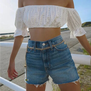 BDG Urban Outfitters Girlfriend High Rise Jeans Denim Shorts Blue Size 27